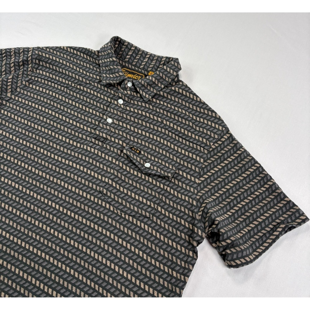 Howler Bros Shirt Mens XL Gray Ranchero Jacquard Polo Geometric Pearl Snap
